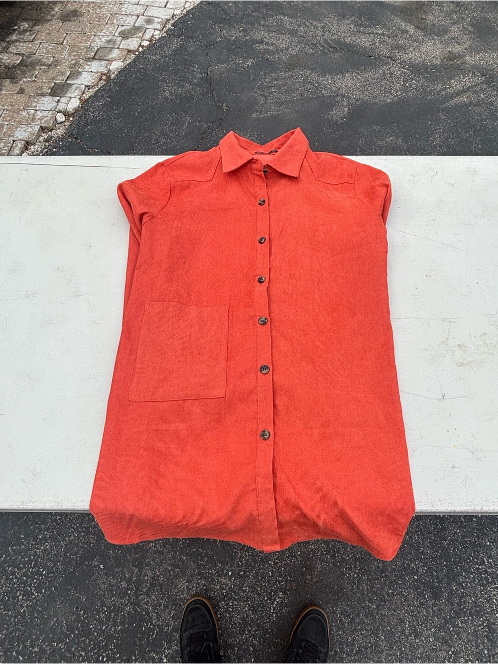 Shein Curve orange Buttonup
